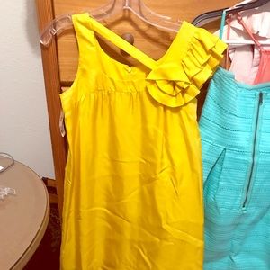 Yellow Voom dress, silk. Knee length. Size XS